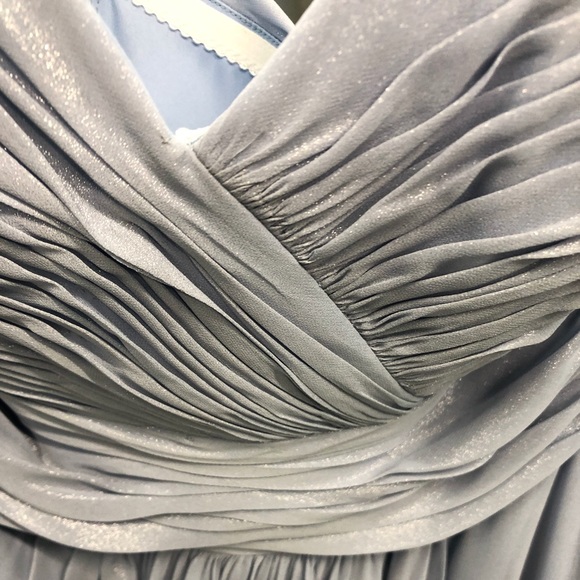 Dessy Lux Shimmer Chiffon Bridesmaid Dress Ruched - Picture 9 of 13